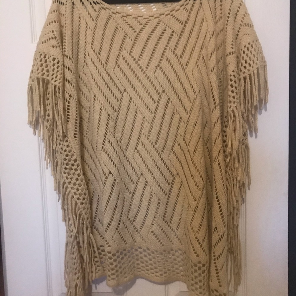 Cream crochet poncho